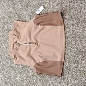 #11 Old Navy Crop Half Zip Tank Brown Color Block Size Medium